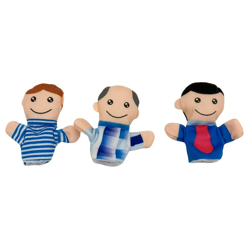 3pcs Family Finger Puppet Drama Set for Role Play & Story Time