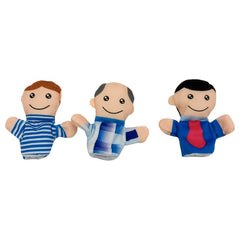 3pcs Family Finger Puppet Drama Set for Role Play & Story Time