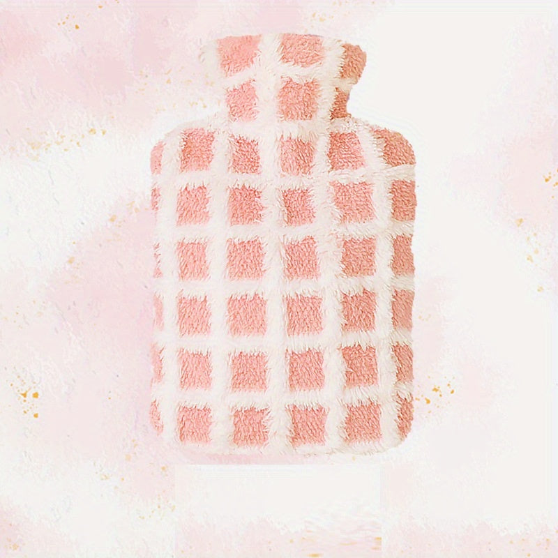 Colorful Plaid Plush Hot Water Bottle 500ml-1500ml