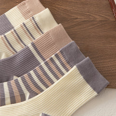 5 Pairs Striped Crew Socks for Women