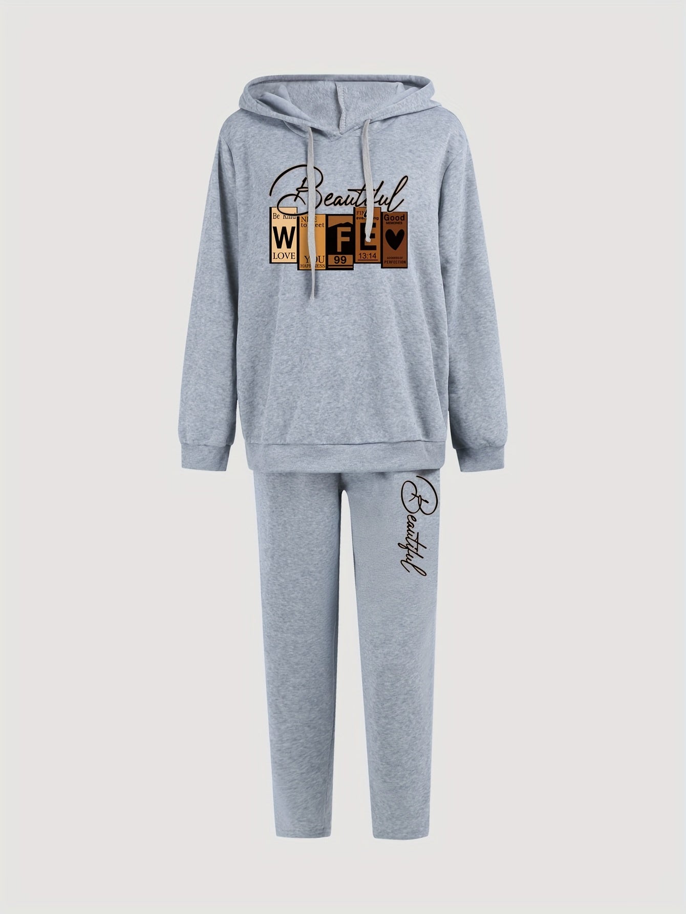 Women's Plus Graphic Hoodie & Joggers Set