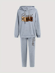 Women's Plus Graphic Hoodie & Joggers Set