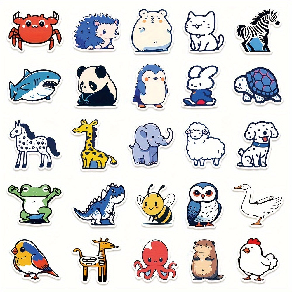 50pcs Cartoon Animal Series Graffiti Stickers Waterproof DIY Decoration