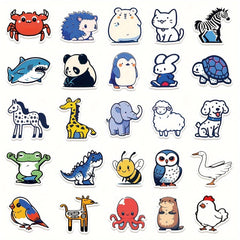 50pcs Cartoon Animal Series Graffiti Stickers Waterproof DIY Decoration