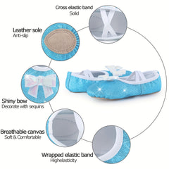 Girls Split Sole Sequin Ballet Shoes Soft Dancing Shoes