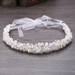Faux Pearl Beaded Wedding Headpieces For Bride Bridal Headband