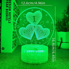 3D I Love You Illusion Lamp Night Light 16 Colors Smart Touch Remote Control