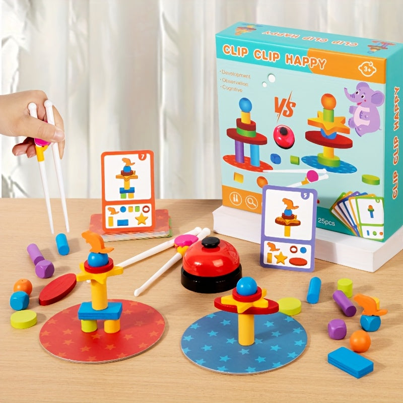 Clip Clip Happy Shape & Matching Wooden Toy for Kids