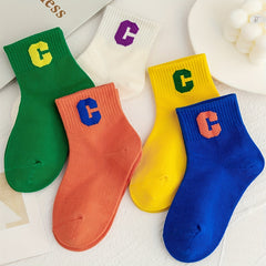 5 Pairs Kids Letter C Pattern Soft Socks