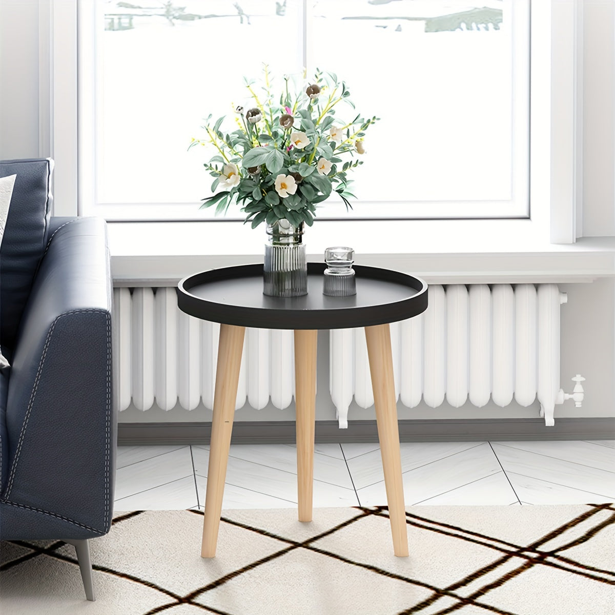Small Round Coffee Table Portable Space Saving Stable Side End Table