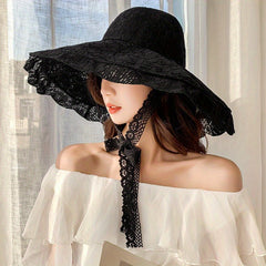 Floral Lace Sun Hat UV Protection Travel Beach Hat