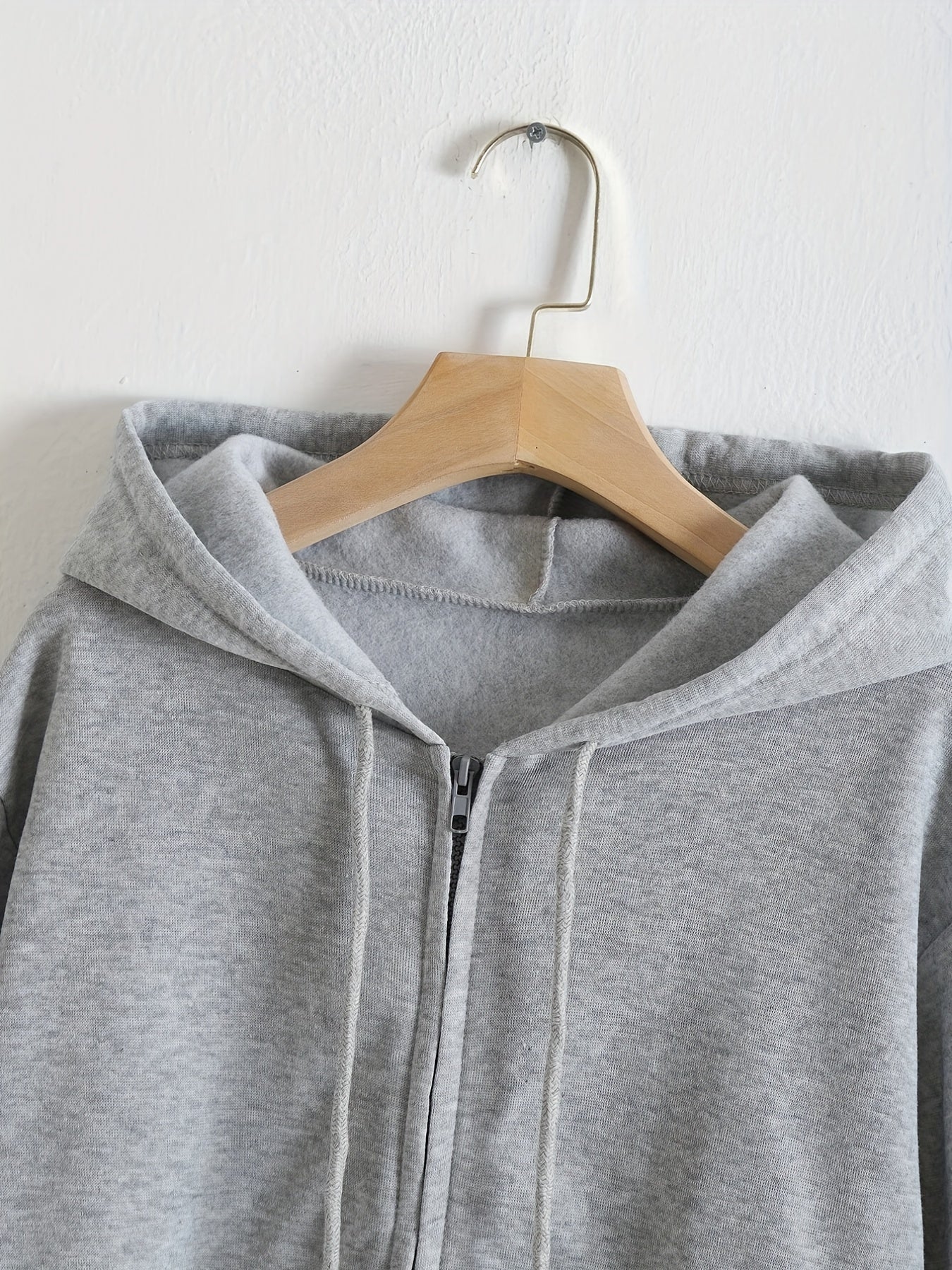 Hooded Sports Sweatshirt Zipper Up Long Sleeve Crop Hoodie