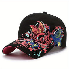 Butterfly Embroidery Baseball Cap Vintage Y2K Adjustable Sports Hat Sun Hat