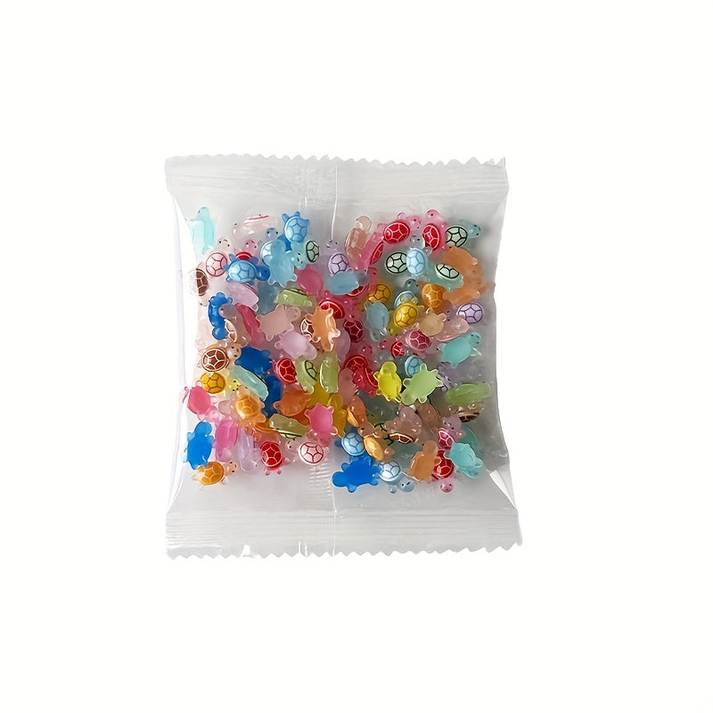 100pcs Glow in the Dark Mini Turtle Toys Multicolor Nail Art Charms