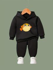 OERYUI Kids Cartoon Globefish Print Hoodies Pants Set
