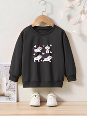 Unicorn Puppy Graphic Crew Neck Sweatshirt