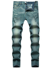 Distressed High Stretch Denim Jeans Men's Casual Slim Fit
