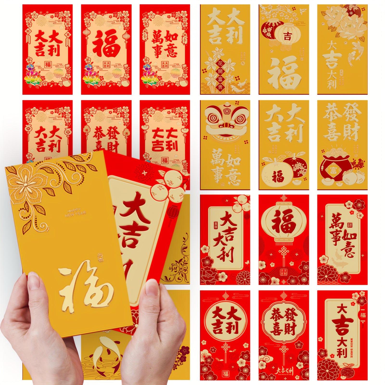 6pcs Red Envelopes 3D Embossing Lucky Money Pockets Spring Wedding Supplies