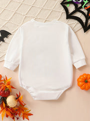 Baby Girls Pumpkin Head Full Print Pullover Romper Creeper