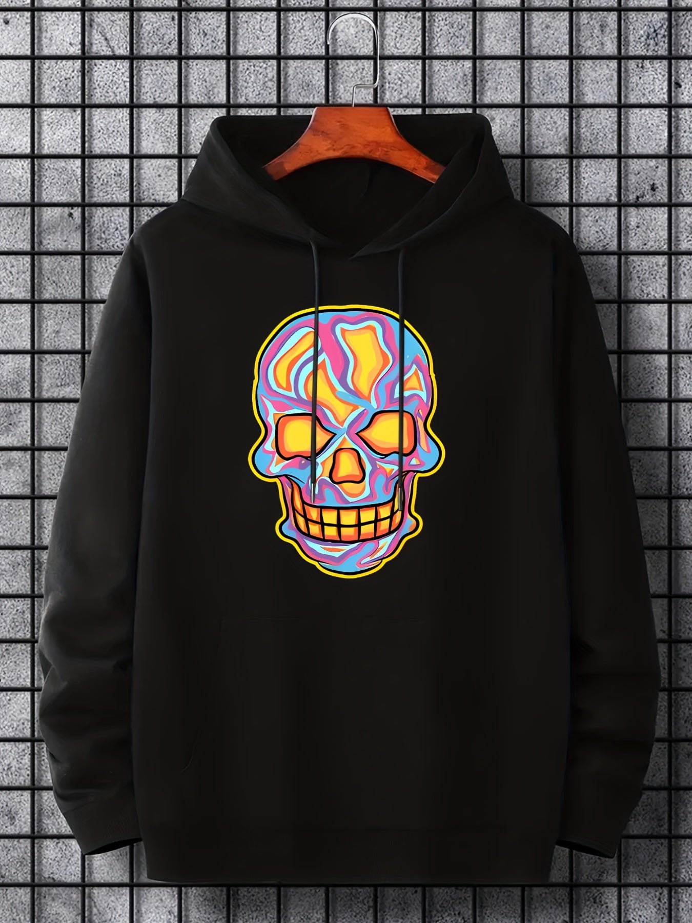 Cartoon Skull Print Hoodie Men's Hooded Sweatshirt Streetwear