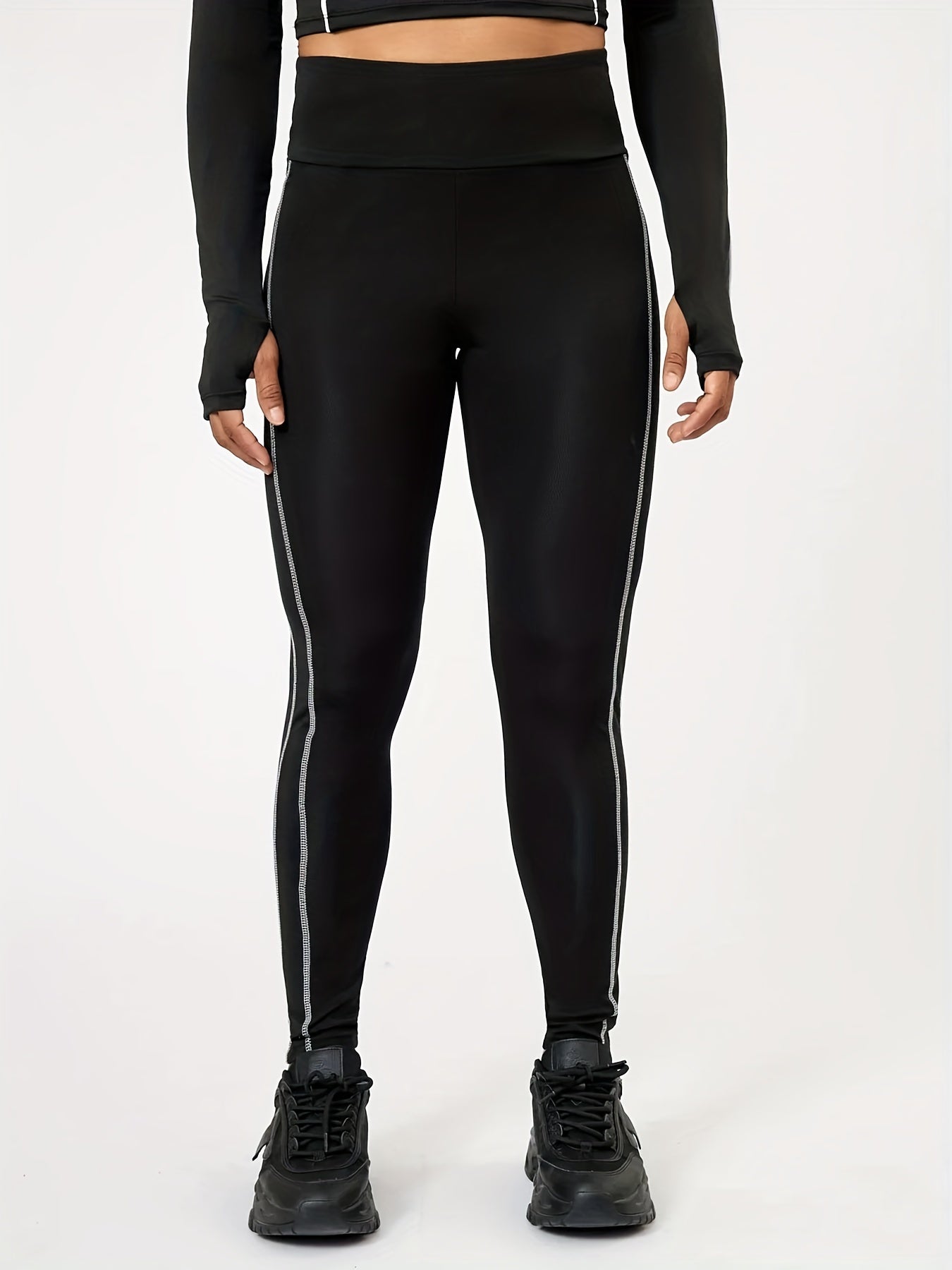 Women's Side Striped Yoga Leggings Moisture Wicking Outwear Sports Pants