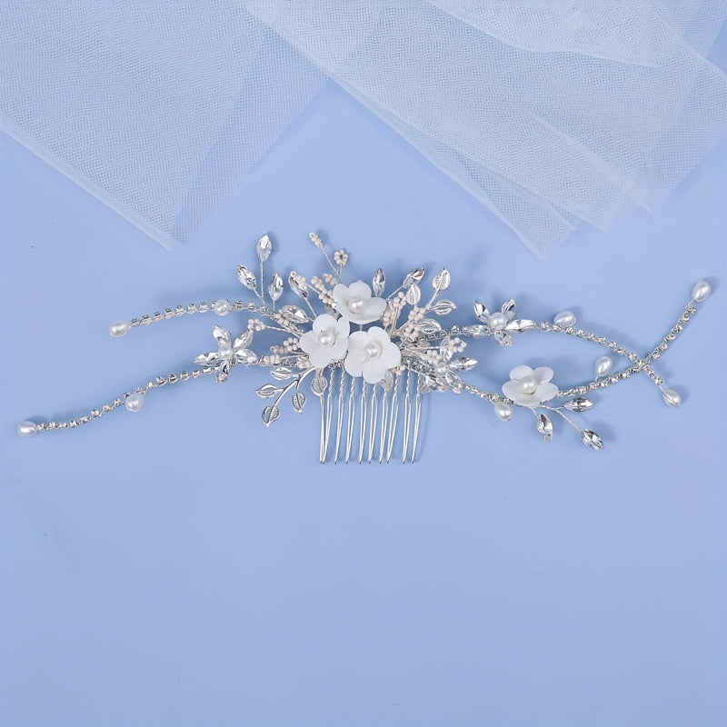 Bridal Wedding Hair Comb with Faux Pearls