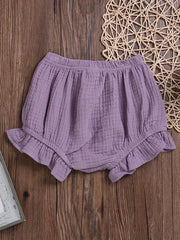 Baby Girls Elastic Waist Ruffle Trim Shorts