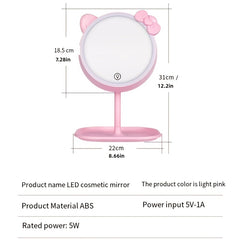 LED Lighted Makeup Cat Mirror with USB Type, Pink