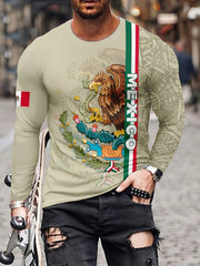 MEXICO Eagle Patttern Men's Long Sleeve Novelty T shirt