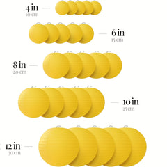 25 Yellow Paper Lantern Set for Party Decorations