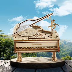 Little Girl Dancing Piano Music Box Wooden Assembly Model DIY Kit
