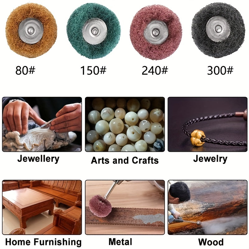 Abrasive Wheel Buffing Polishing Set 1 Inch 3mm Shank for Rotary Tool 25mm