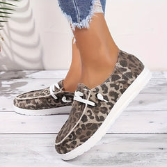 Leopard Print Slip-On Canvas Sneakers Lightweight Walking Shoes