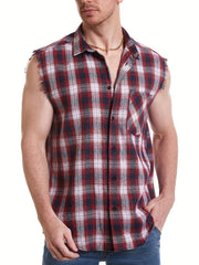 Plaid Print Sleeveless Shirt for Summer