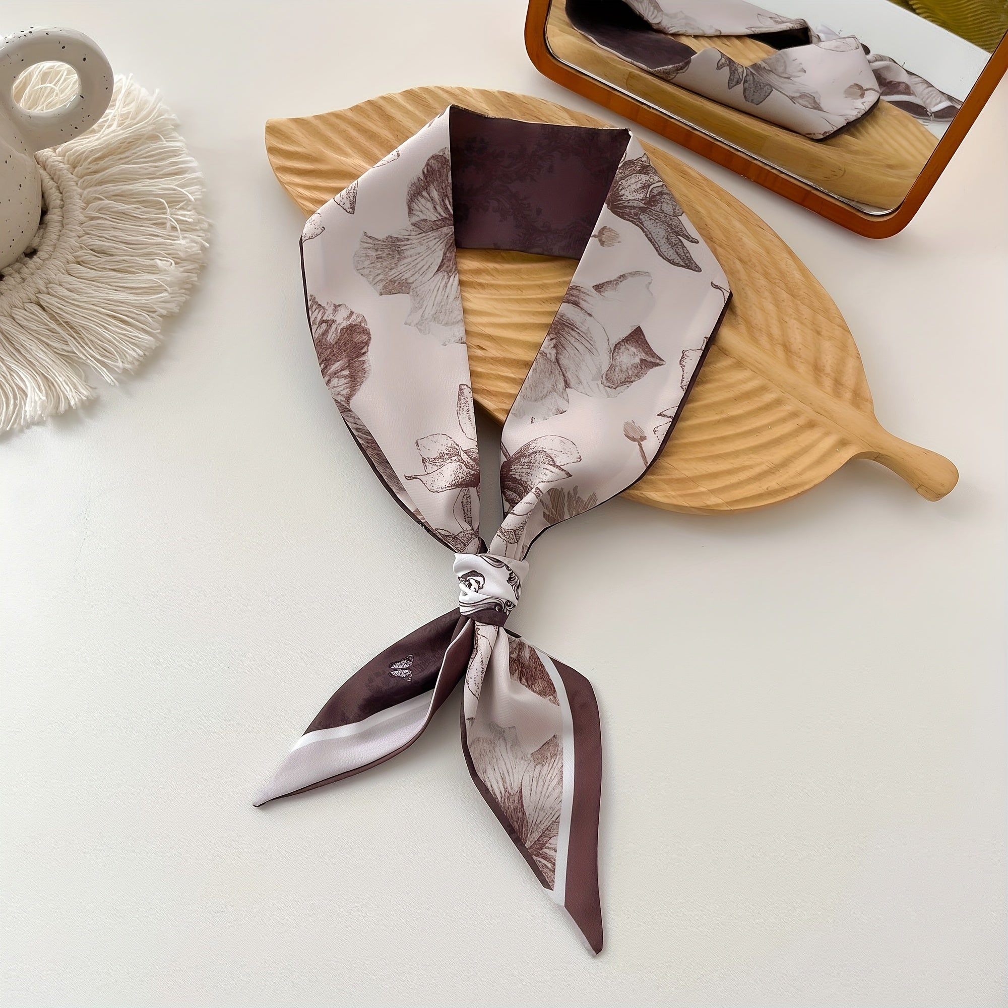 Hand Painted Hair Ribbon Mature Literature Art Small Scarf Bag Accessories