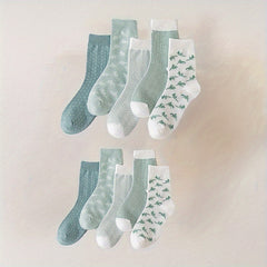 10 Pairs Geometric Pattern Socks Breathable Mid Tube Women's Stockings