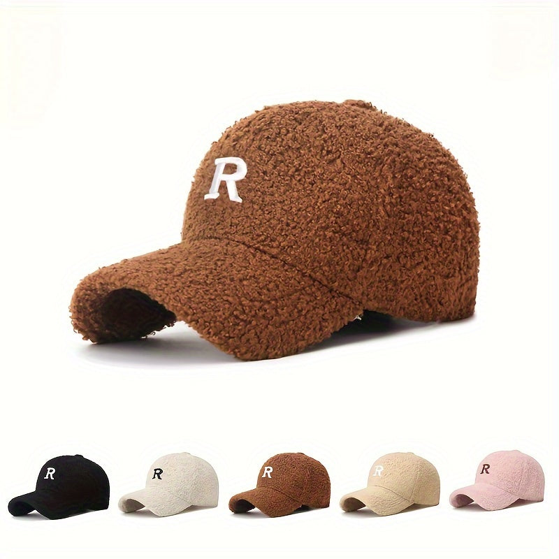 Winter Embroidery Letter Baseball Hat Warm Outdoor Cap