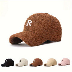 Winter Embroidery Letter Baseball Hat Warm Outdoor Cap