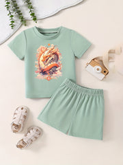 Toddler Kid 2pcs Bottoming Set Short Sleeve T shirt & Matching Shorts