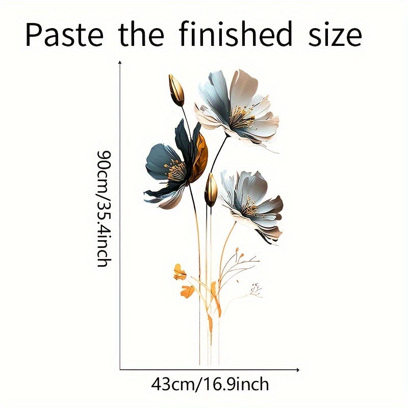 2pcs 3D Flower Wall Stickers Living Room Pvc Self-adhesive 23.6 x 11.8 inch