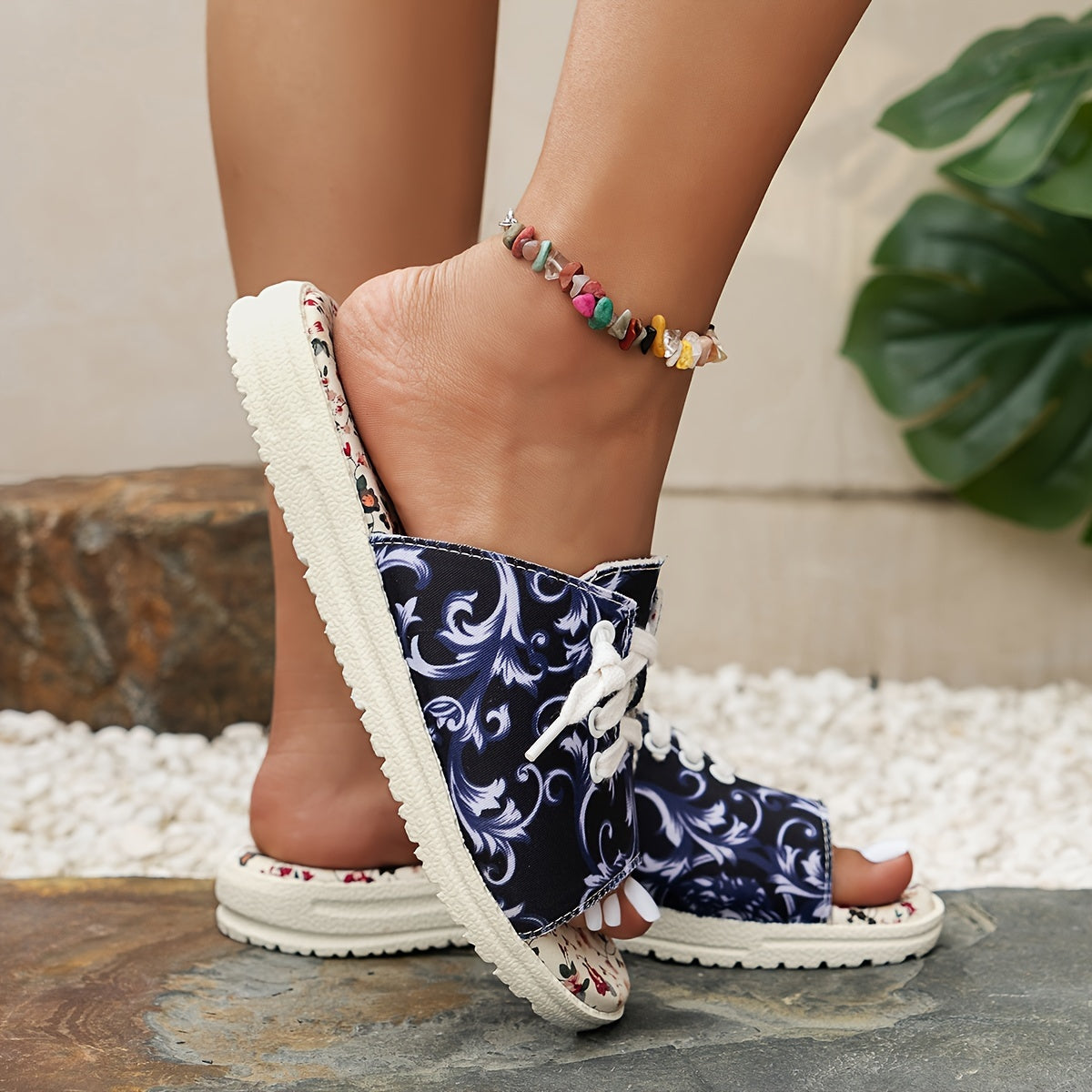 Colorful Print Casual Sports Slippers Lightweight Non slip Open Toe