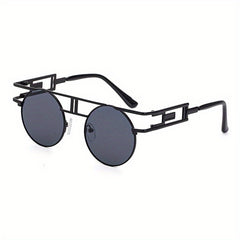 Men's Vintage Steampunk Round Frame Sunglasses