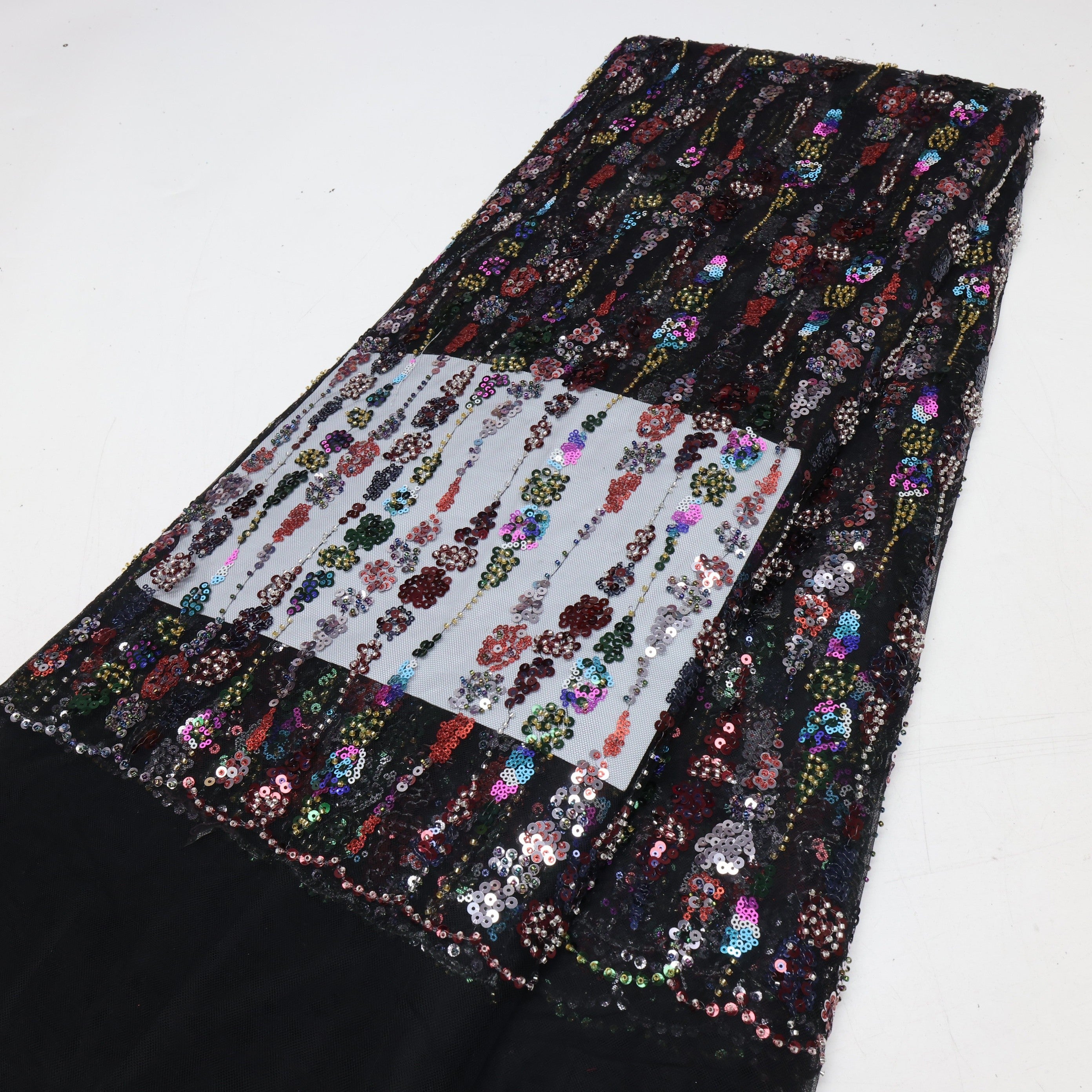 European Sequins Beaded Dress Lace Pearls Embroidery Tulle Lace