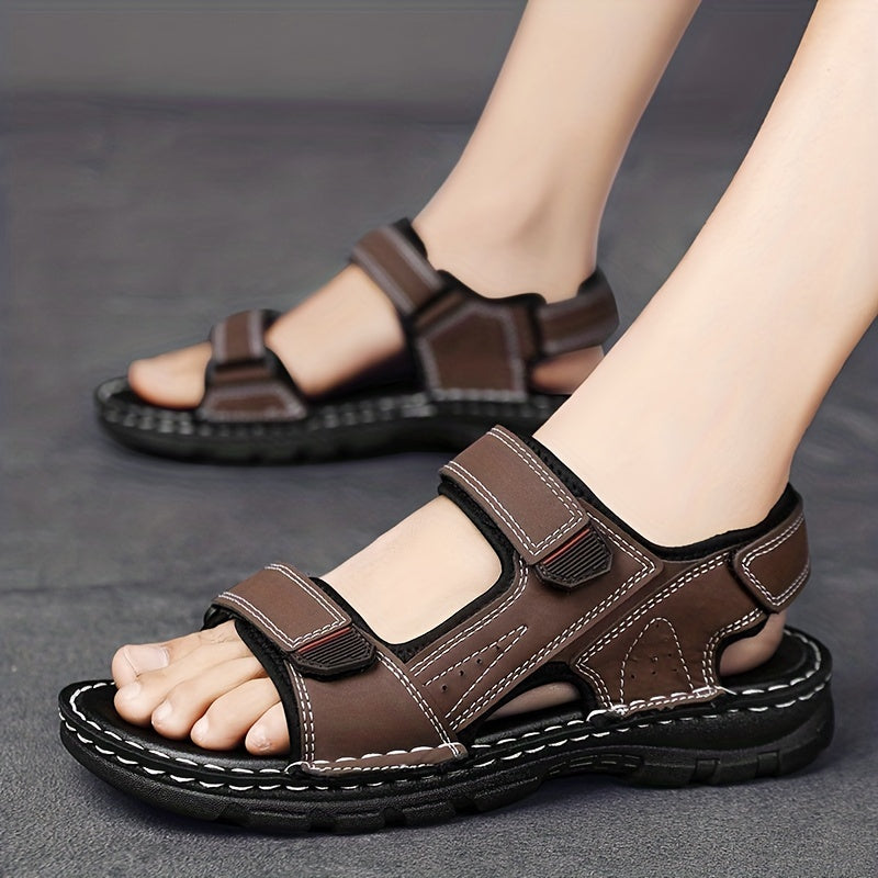 Men's Leather Non slip Sandals Lightweight Quick Dry Comfy Beach Shoes