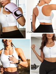 High Support Sports Bra Zipper Closure Padded Racerback for Women