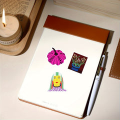 50 Hand-painted Polka Dot Stickers for Journal, Books, Cups