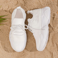 Women's Breathable Mesh Platform Sneakers Casual Lace Up Shoes