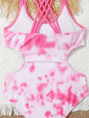 Girls Tie Dye Ruffle Trim Swimsuit Bathing Suit Summer Clothes Beach Gift
