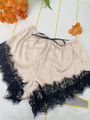 Soft Lace Stitching Sleep Bottoms Elastic Waistband Shorts