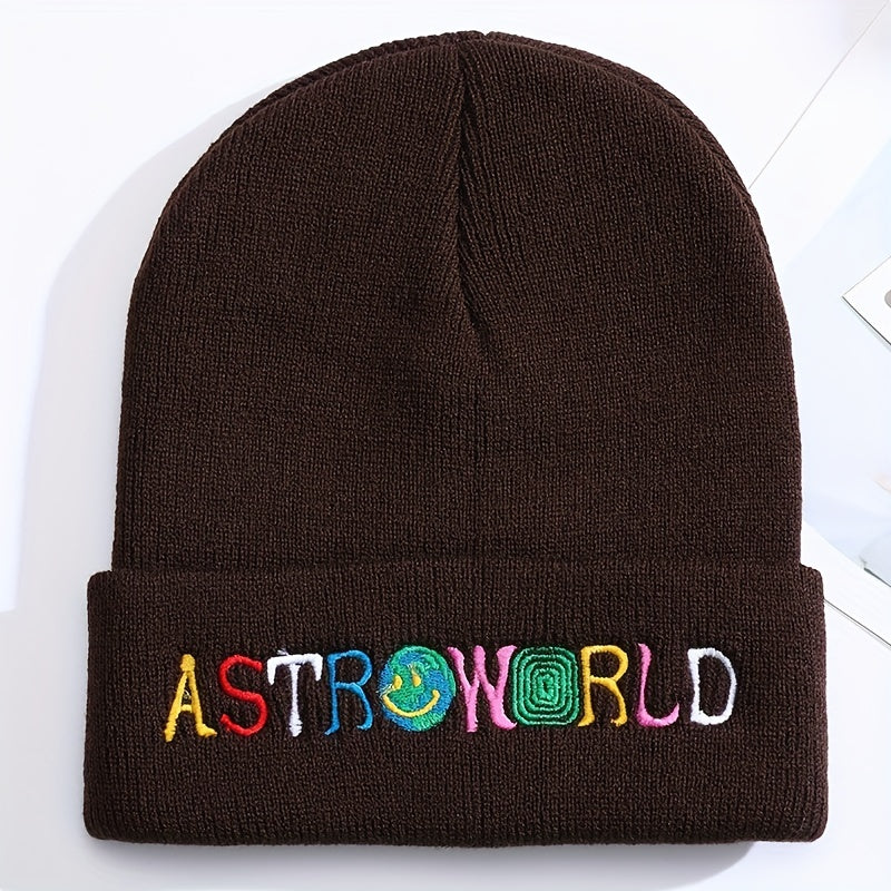 Soft Knit Ski Beanie Hat Keep Warm Embroidered Hat for Men & Women